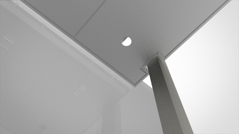 Conception technique 3D d'une marquise en métal thermolaqué