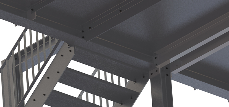 Conception de plusieurs escaliers métalliques, avec des marches caillebotis et paliers sur mesures, et de plusieurs garde-corps en métal