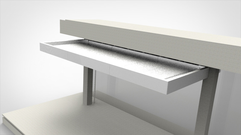 Couvert d'entrée avec cadre acier et finition aluminium