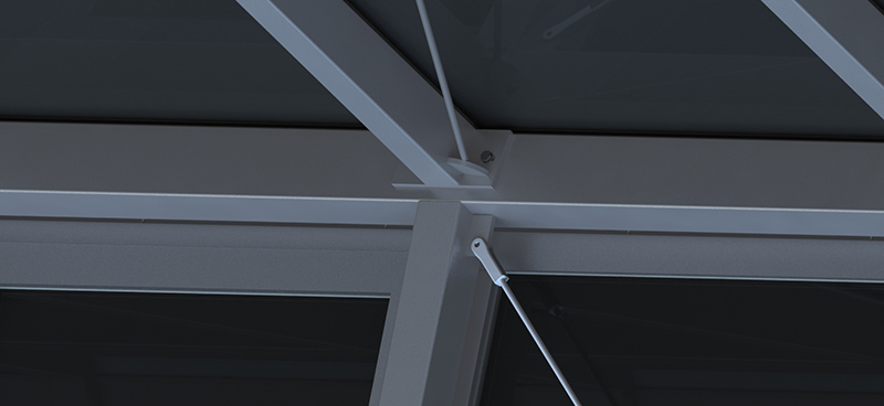 Dessin technique d'une verrière en verre et structure métallique thermolaqué