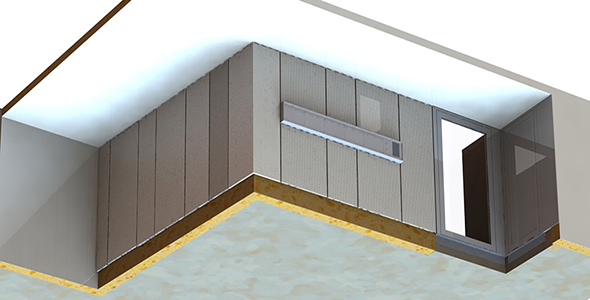 Étude 3D d'une entrée en tôle perforée pour un immeuble locatif