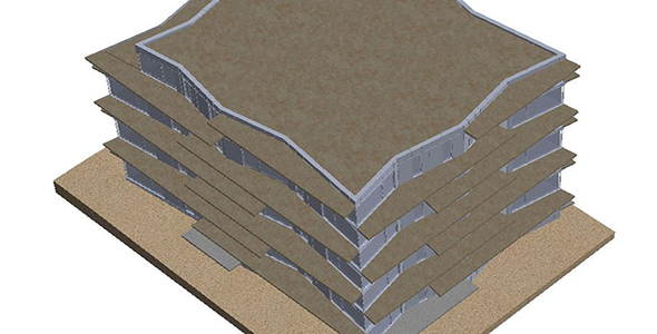 Fabrication d'un revêtement de façade en tôle aluminium pour un immeuble. locatif.