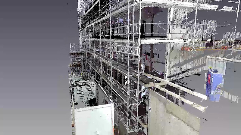 La mesure 3D donne une garantie d’information fiable et confirmée et apporte la sécurité- photo des terrasses d’un chantier pour un hôtel à Lausanne