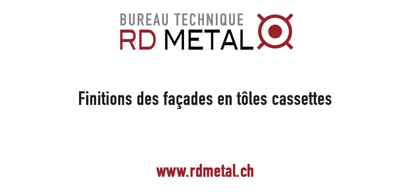 Façade en tôles cassettes, acrotères et caissons stores