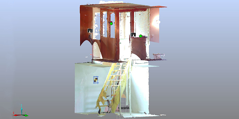 Mesure 3D pour escalier d’une villa Image prise de mesure 3D pour plan dwg implantation escalier métallique retro conception