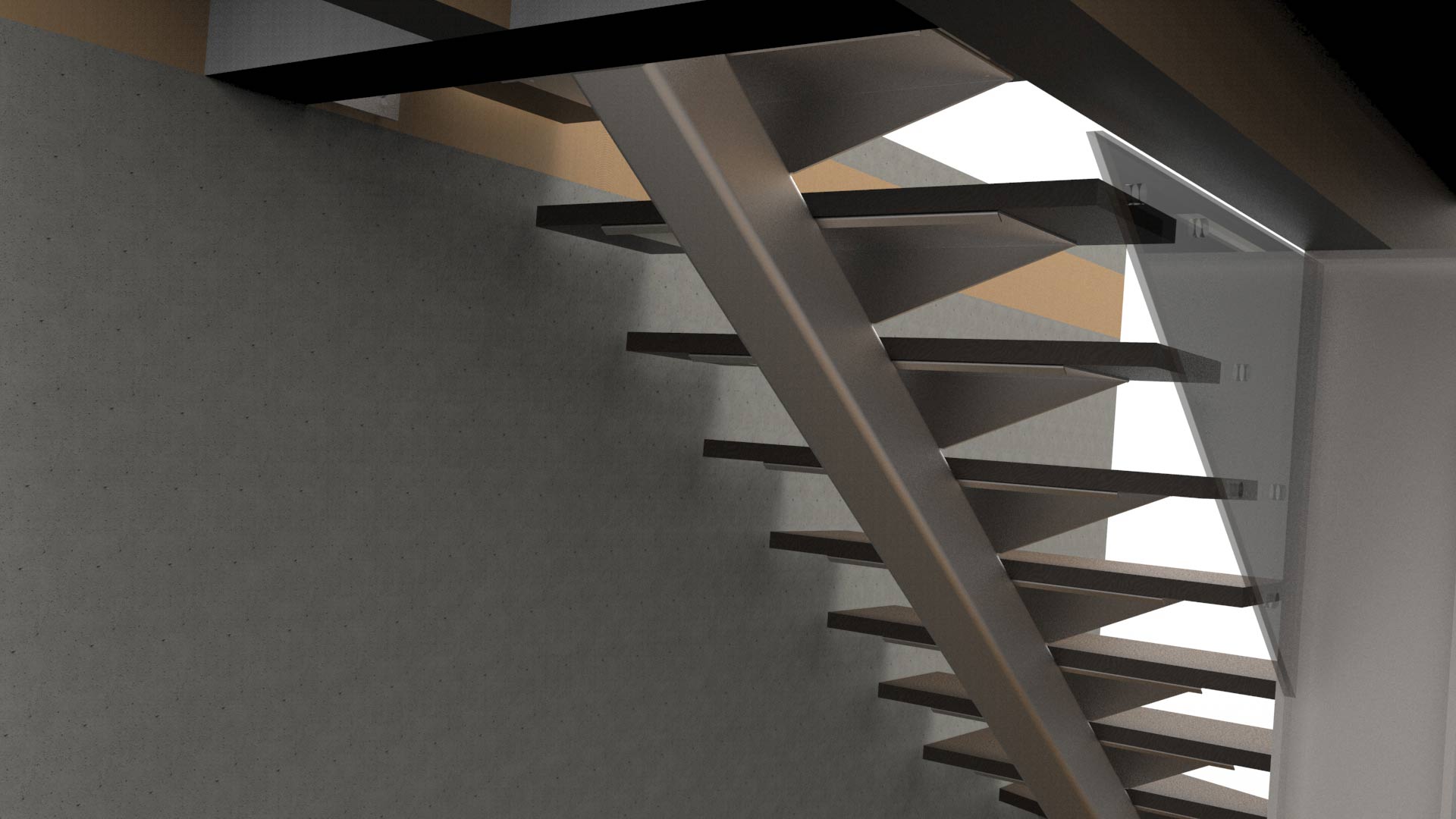 Structure d'un escalier volant en métal