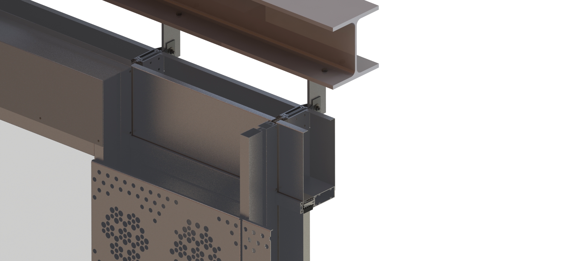 Dessin technique de façades en tôles perforées aluminium