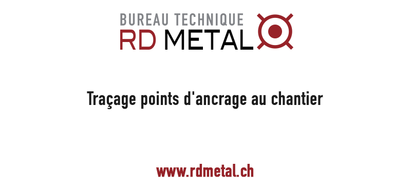 Traçage des points d'ancrages sur le chantier Omega Bienne
